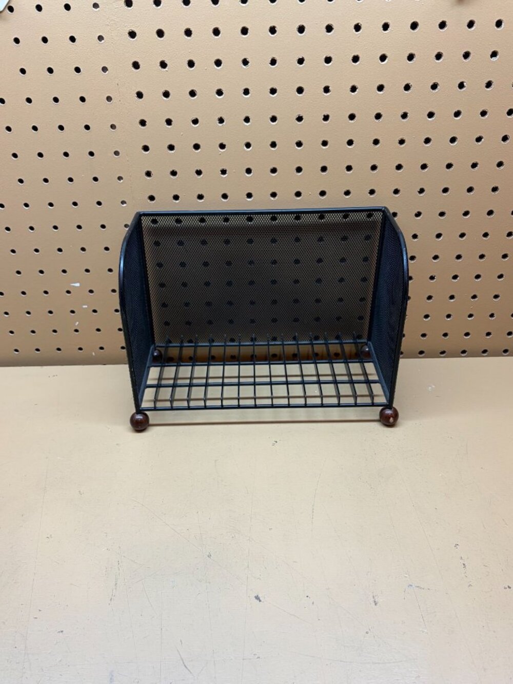 Desktop Metal Mesh CD Holder fits 15 With Wooden Ball Feet